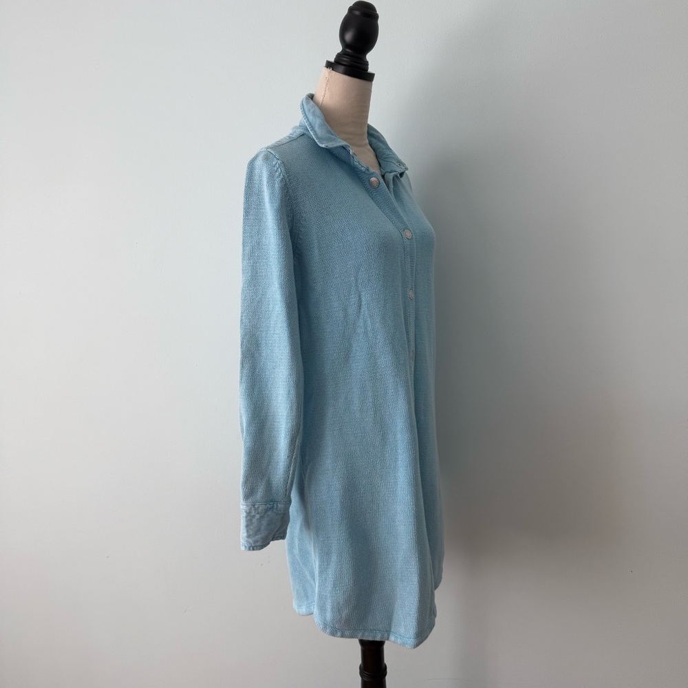 PBJ Blues Ramie Cotton Sweater Cardigan Dress M Light Blue Button Front - Picture 5 of 14